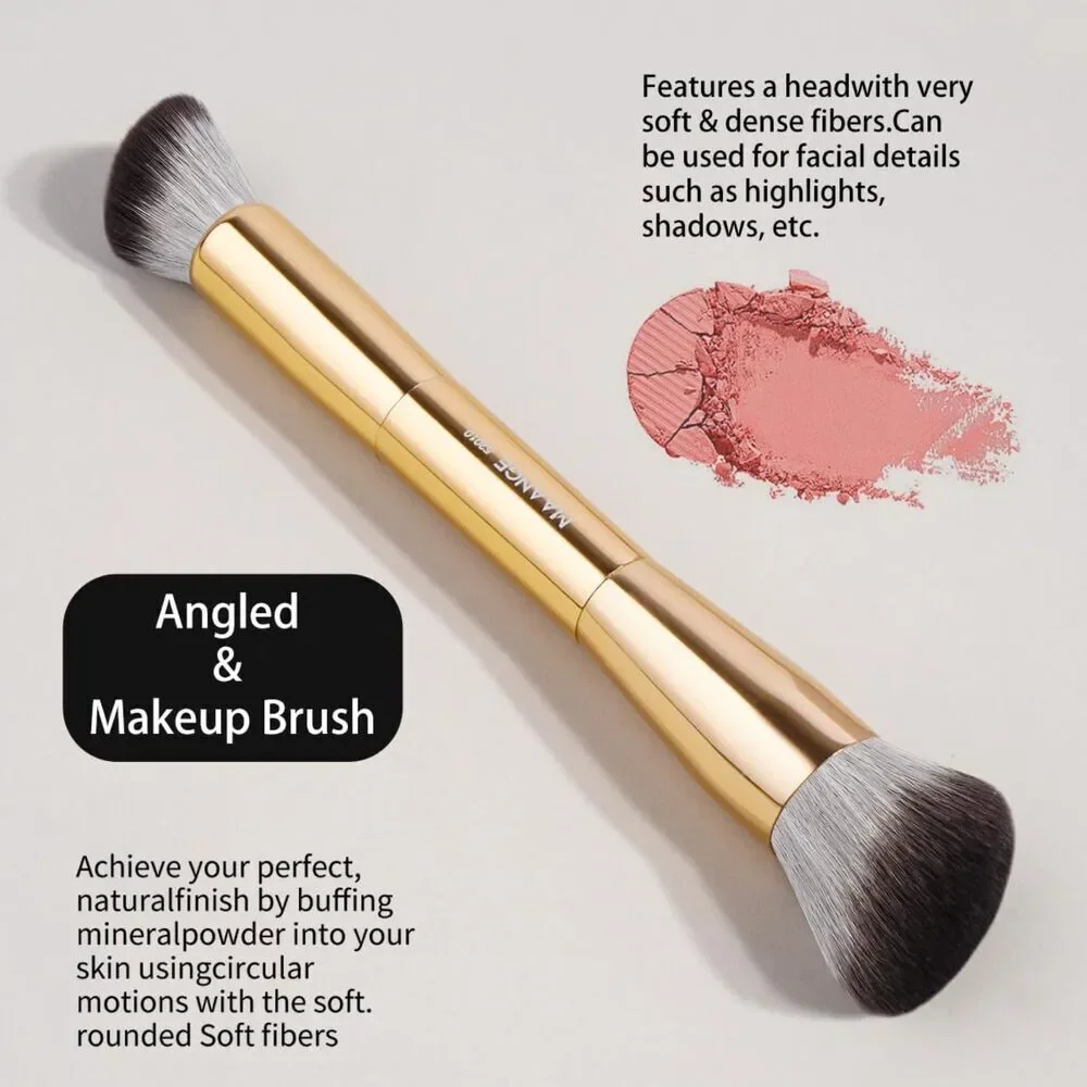 Maange 5 Pieces Gold Double-ended Kabuki Foundation Makeup Brushes Set